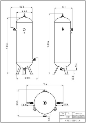 Stojatá tlaková nádoba s armaturami (vzdušník) 200 l, 11 bar, galvanizovaná - VVG2-200-11A